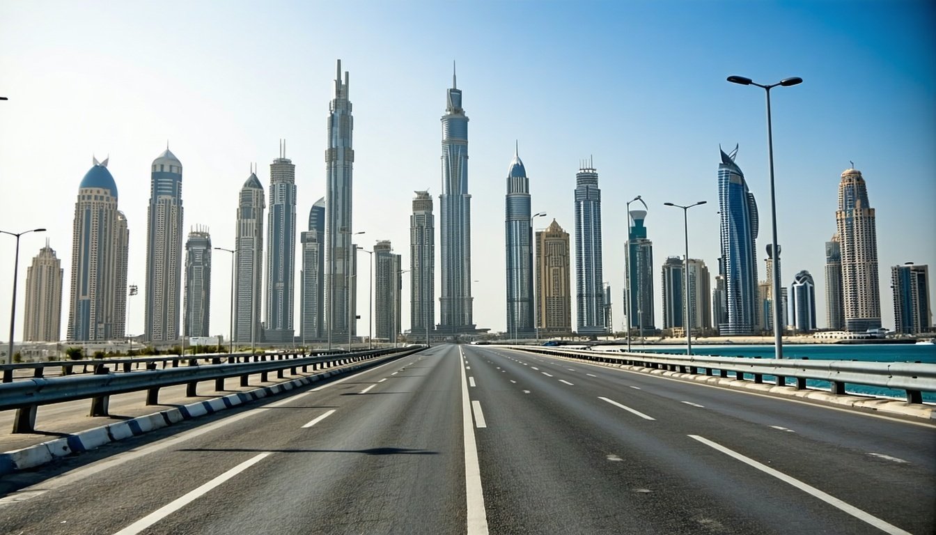 Luxury road trip through Dubai cityscape