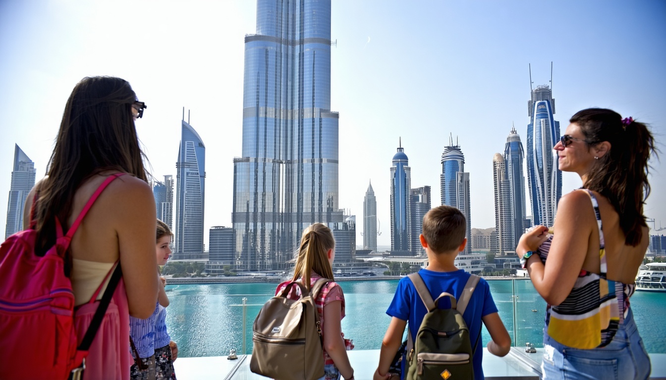 Tourists enjoying a guided tour at the Burj Khalifa